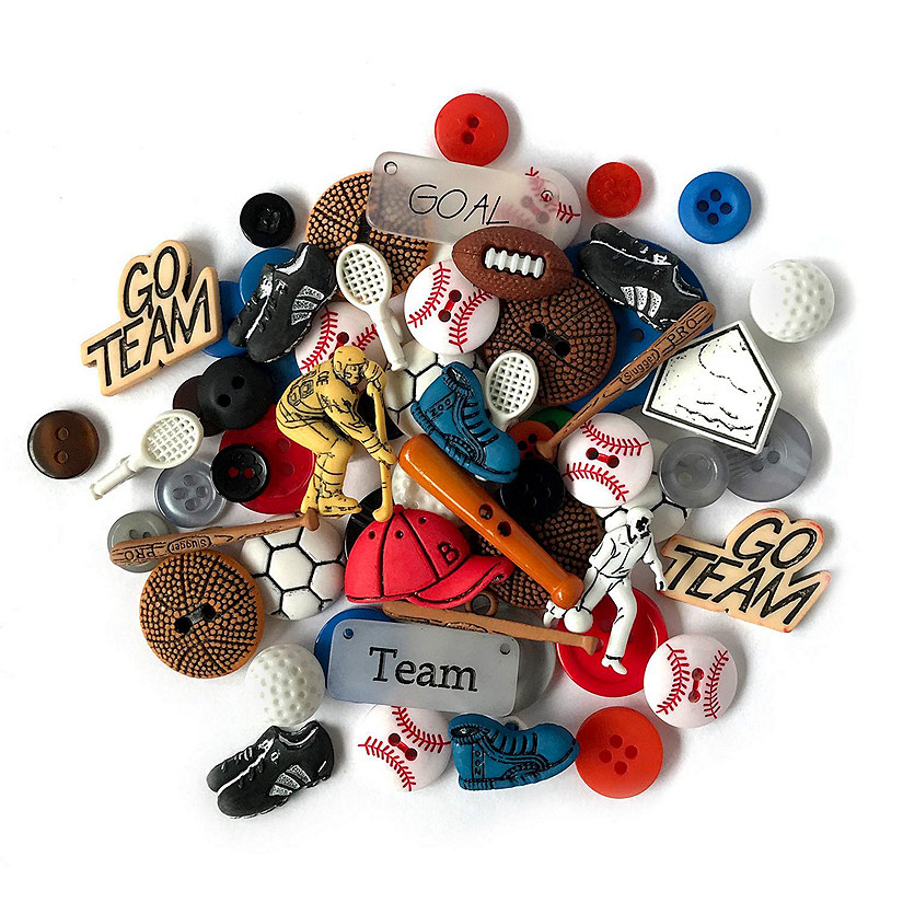 Buttons Galore and More 50+ Novelty Buttons for Sewing and Crafts - Sports Theme Buttons Image
