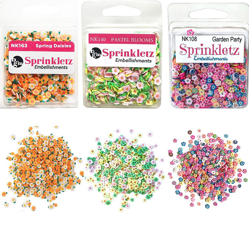 Buttons Galore and More Sprinkletz - Tiny Polymer Clay Embellishments - Flowers Bundle 36 grams Image