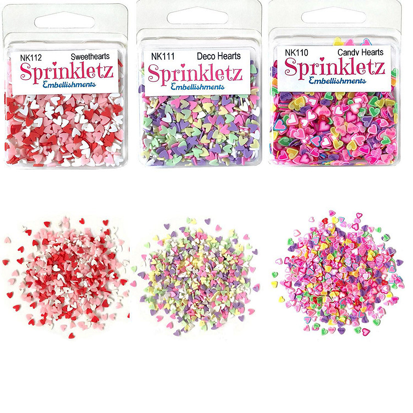 Buttons Galore and More Sprinkletz - Tiny Polymer Clay Embellishments - Hearts Bundle 36 grams Image
