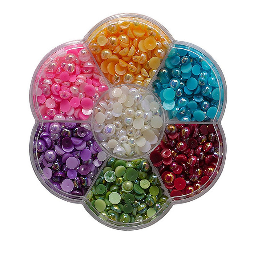 Buttons Galore Flat Back Pearl Assortments in Flower Box Container Image