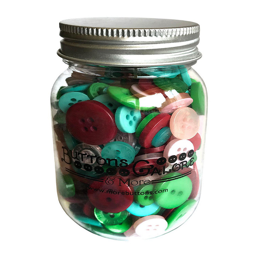 Buttons Galore Retro Christmas Craft & Sewing Buttons in Mason Jar - 3.5 oz Image