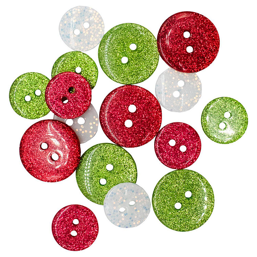 Buttons Galore Santa's Sparkle Christmas Buttons for Sewing Crafts Scrapbooking DIY Projects. 48 Glitter Buttons Image