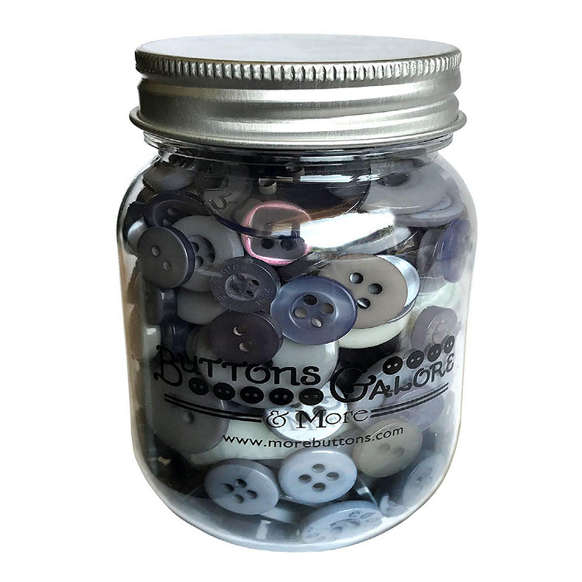 Buttons Galore Smokey Greys Craft & Sewing Buttons in Mason Jar - 3.5 oz Image