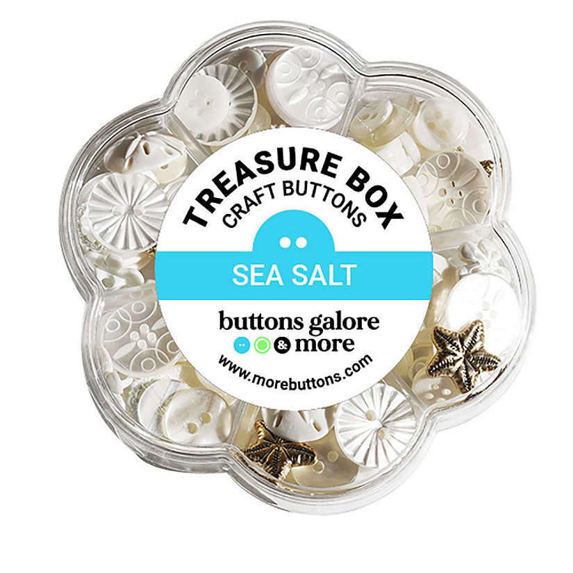 Buttons Galore Treasure Box Fancy Designer Buttons for Sewing and Crafts - 100+ Buttons - Sea Salt Image
