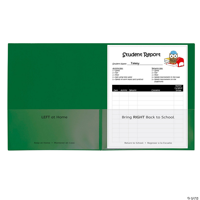 C-Line Classroom Connector School-To-Home Folders, Green, Box of 25 Image