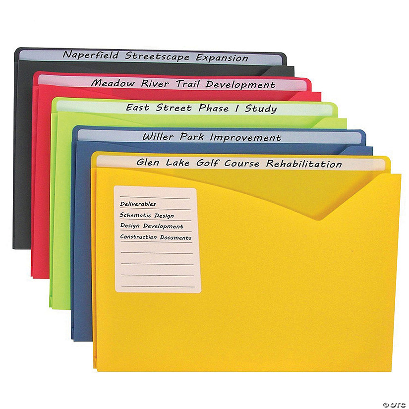 C-Line Write-On Poly File Jackets, Assorted Colors, 11" x 8.5", Box of 25 Image
