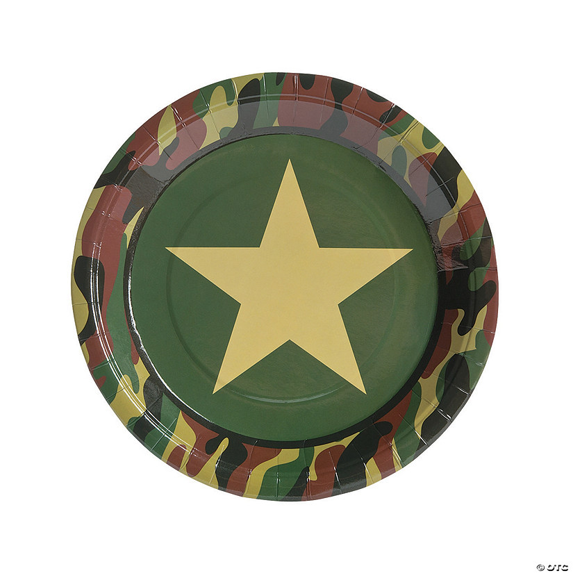 Camouflage Army Star Paper Dinner Plates - 8 Ct. Image