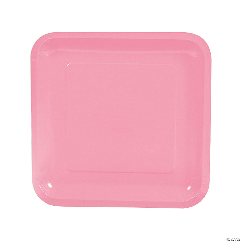 Candy Pink Square Paper Dinner Plates - 18 Ct. Image