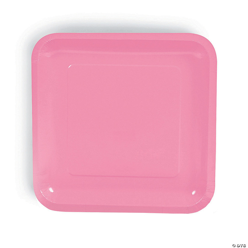 Candy Pink Square Paper Dinner Plates - 24 Ct. Image
