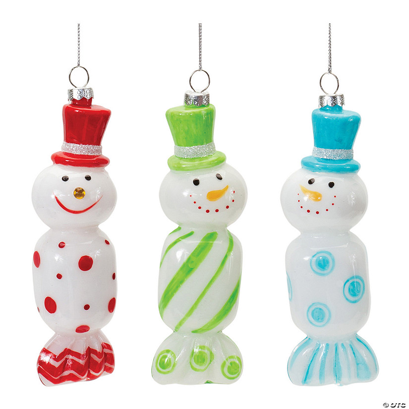 Candy Snowman Ornament (Set Of 12 6.25"H Glass Image