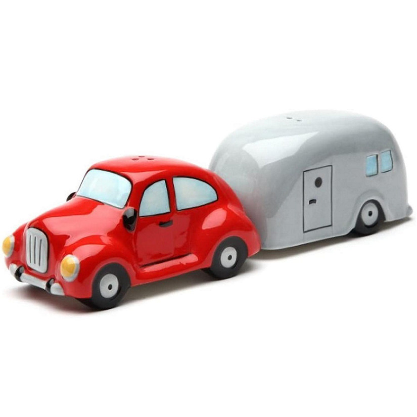 Car and Trailer Ceramic Magnetic Salt and Pepper Shaker Set Image