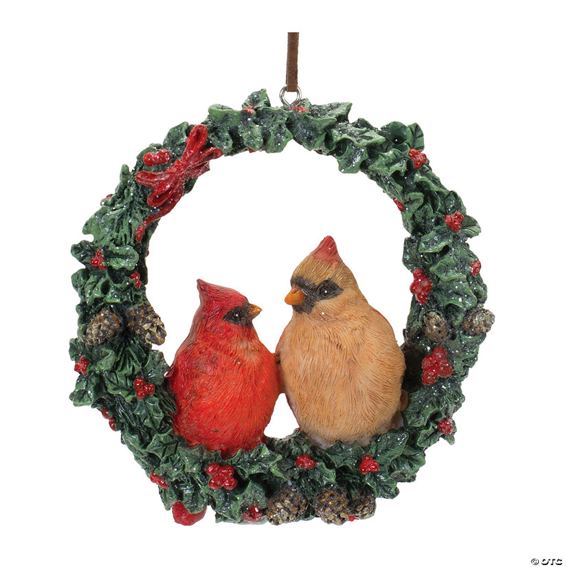 Cardinal Wreath Ornament (Set Of 4) 4.5"H Resin Image