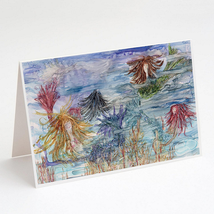 Caroline's Treasures Abstract Mermaid Water Fantasy Greeting Cards and Envelopes Pack of 8, 7 x 5, Fantasy Image