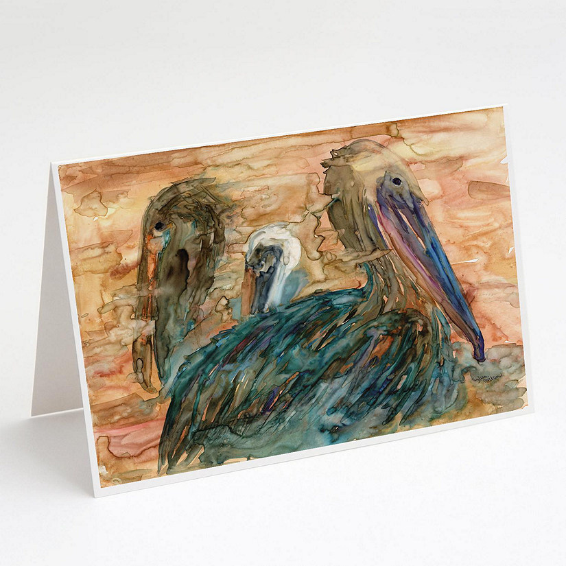 Caroline's Treasures Abstract Pelicans Greeting Cards and Envelopes Pack of 8, 7 x 5, Birds Image