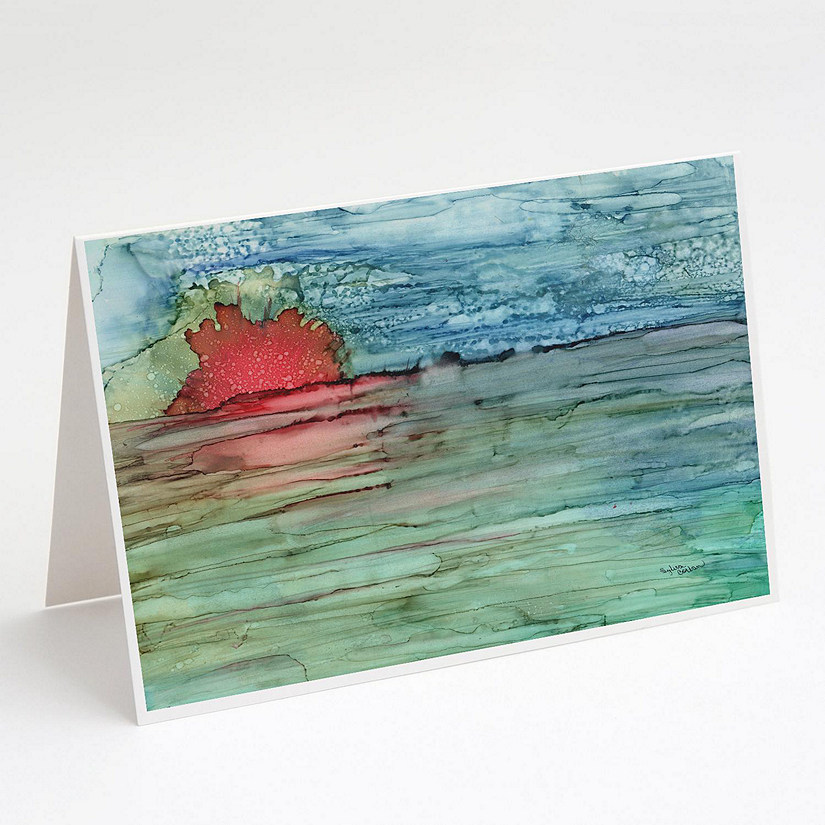 Caroline's Treasures Abstract Sunset on the Water Greeting Cards and Envelopes Pack of 8, 7 x 5, Nautical Image