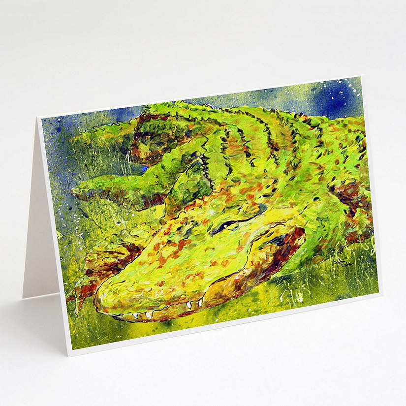 Caroline's Treasures Alligator Greeting Cards and Envelopes Pack of 8, 7 x 5, Reptiles Image