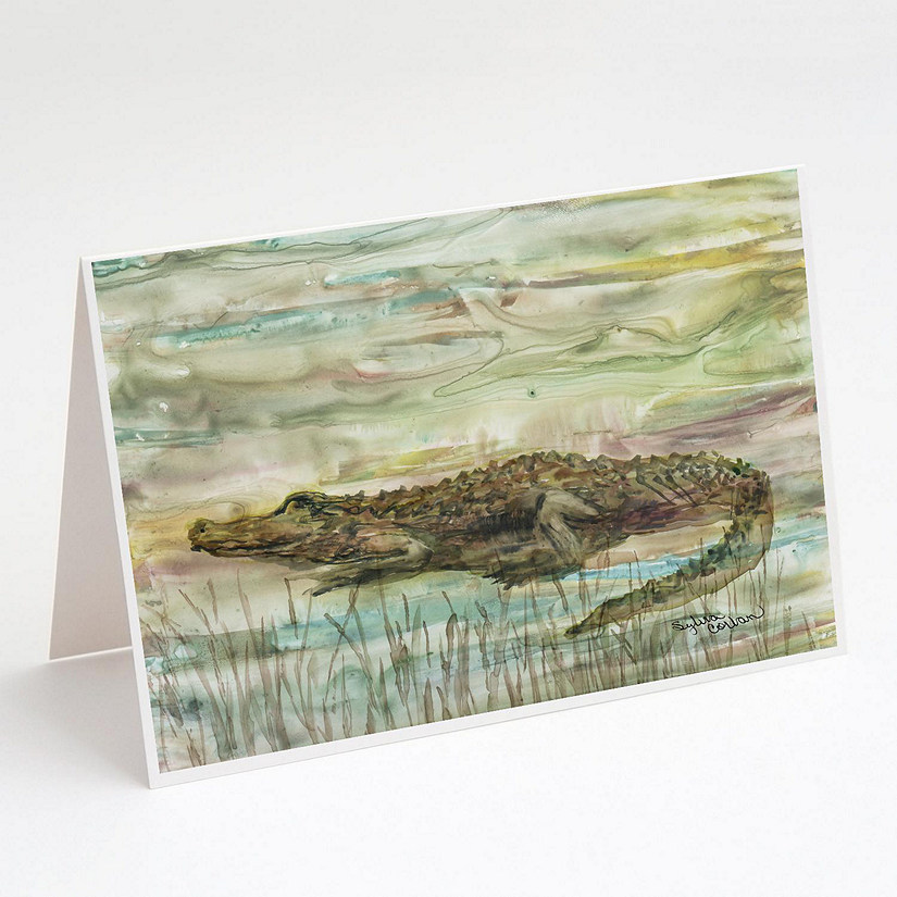 Caroline's Treasures Alligator Sunset Greeting Cards and Envelopes Pack of 8, 7 x 5, Reptiles Image
