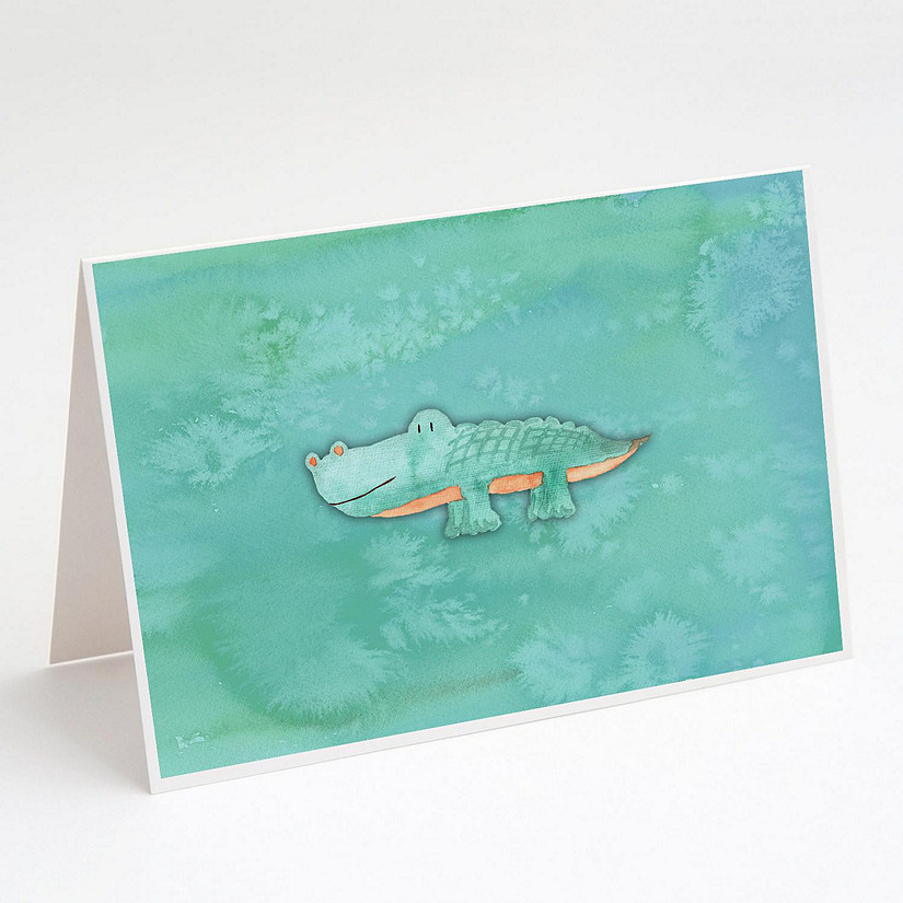 Caroline's Treasures Alligator Watercolor Greeting Cards and Envelopes Pack of 8, 7 x 5, Reptiles Image