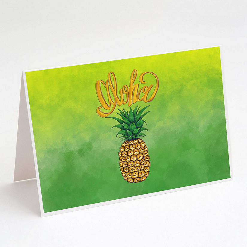 Caroline's Treasures Aloha Pineapple Welcome Greeting Cards and Envelopes Pack of 8, 7 x 5, Image