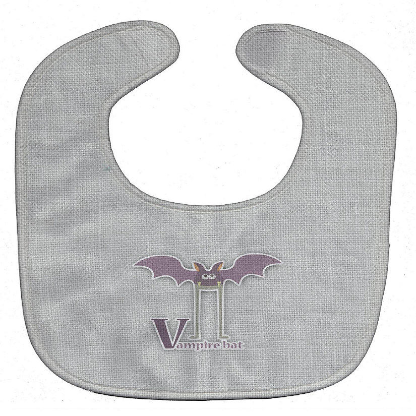 Caroline's Treasures Alphabet V for Vampire Bat Baby Bib, 10 x 13, Wild Animals Image