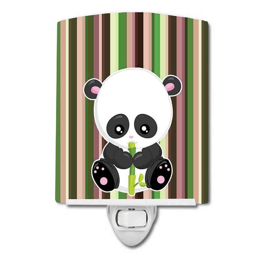 Caroline's Treasures Bamboo Flute Panda Ceramic Night Light, 4 x 6, Wild Animals Image