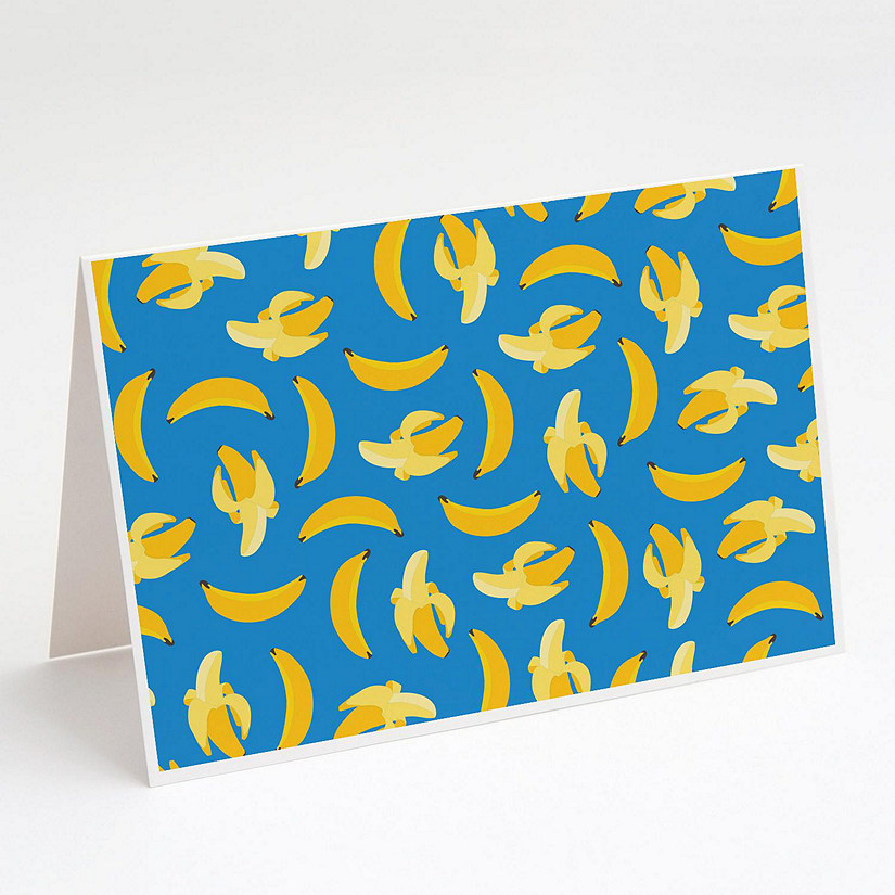 Caroline's Treasures Bananas on Blue Greeting Cards and Envelopes Pack of 8, 7 x 5, Food Image