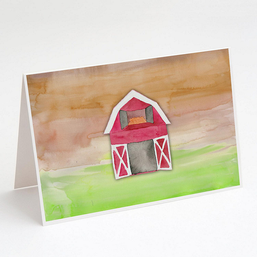 Caroline's Treasures Barn Watercolor Greeting Cards and Envelopes Pack of 8, 7 x 5, Image