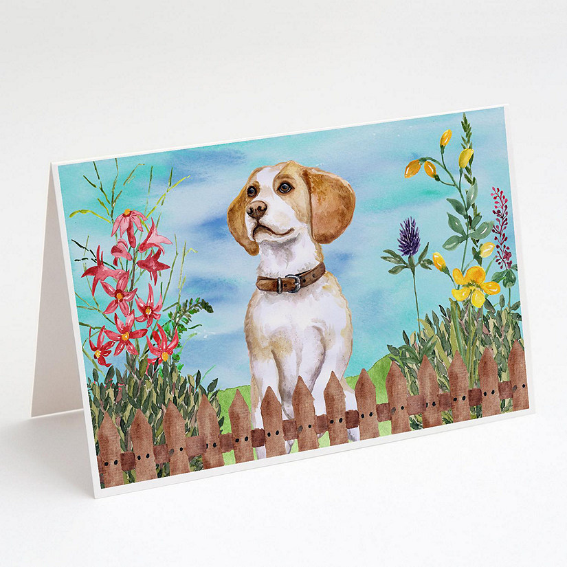 Caroline's Treasures Beagle Spring Greeting Cards and Envelopes Pack of 8, 7 x 5, Dogs Image