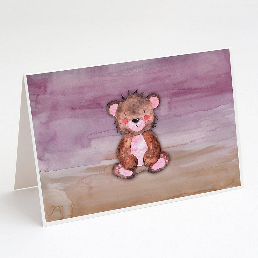 Caroline's Treasures Bear Cub Watercolor Greeting Cards and Envelopes Pack of 8, 7 x 5, Wild Animals Image