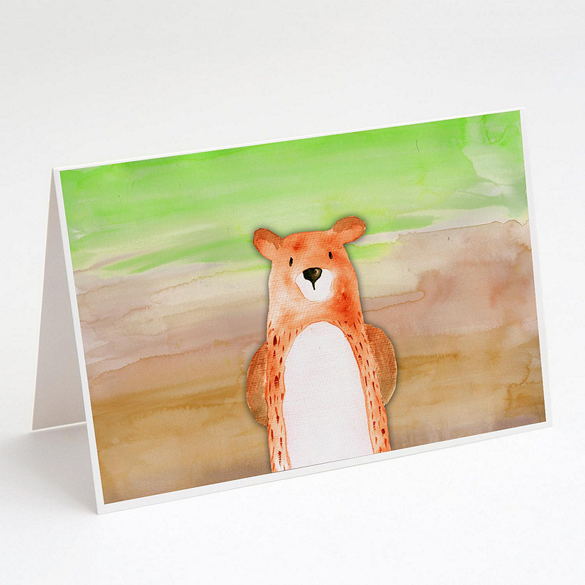 Caroline's Treasures Bear Watercolor Greeting Cards and Envelopes Pack of 8, 7 x 5, Wild Animals Image