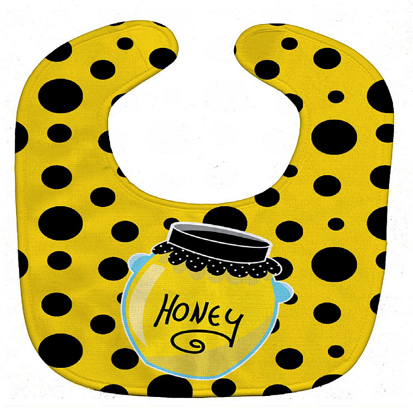 Caroline's Treasures Bee Honey Jar on Polkadots Baby Bib, 10 x 13, Insects Image