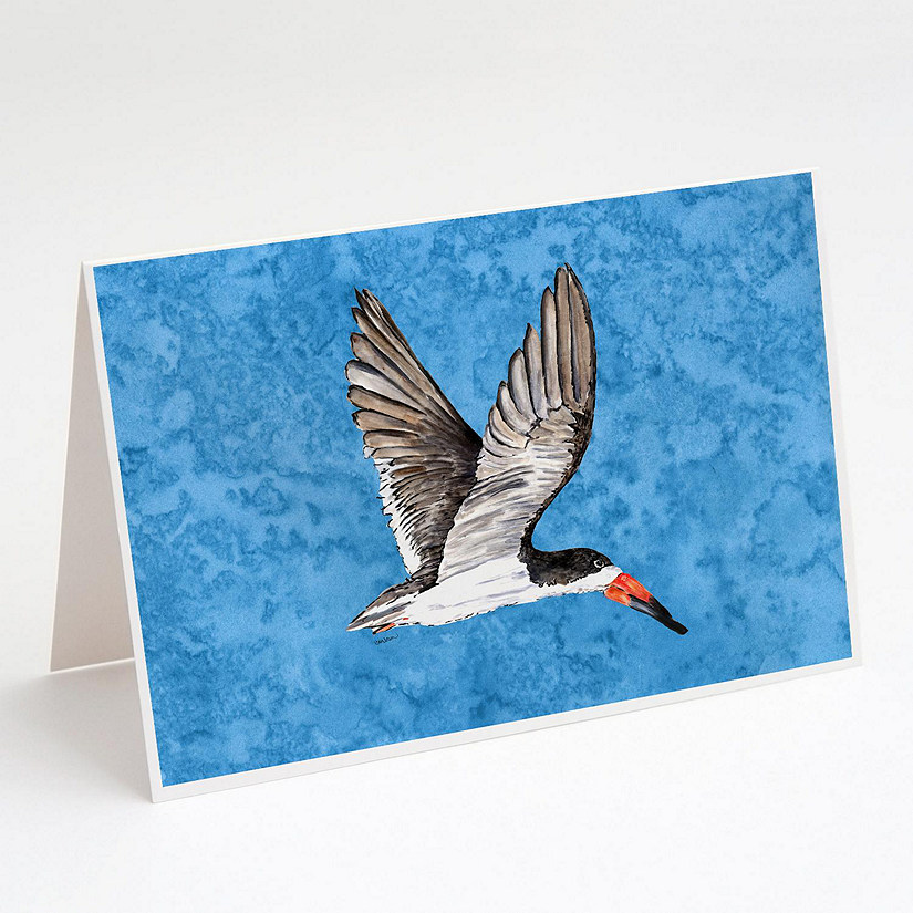 Caroline's Treasures Bird on Blue Greeting Cards and Envelopes Pack of 8, 7 x 5, Birds Image