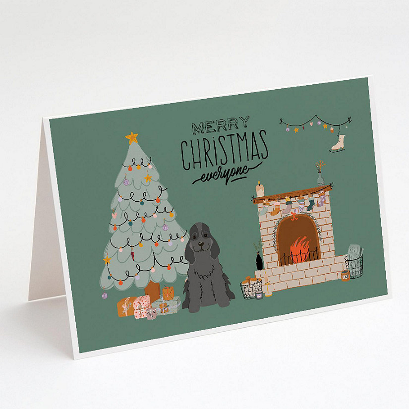 Caroline's Treasures Black Cocker Spaniel Christmas Everyone Greeting Cards and Envelopes Pack of 8, 7 x 5, Dogs Image