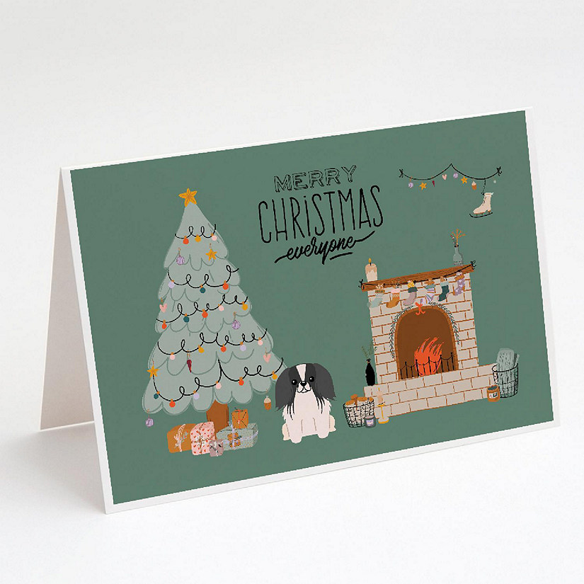 Caroline's Treasures Black White Pekingese Christmas Everyone Greeting Cards and Envelopes Pack of 8, 7 x 5, Dogs Image