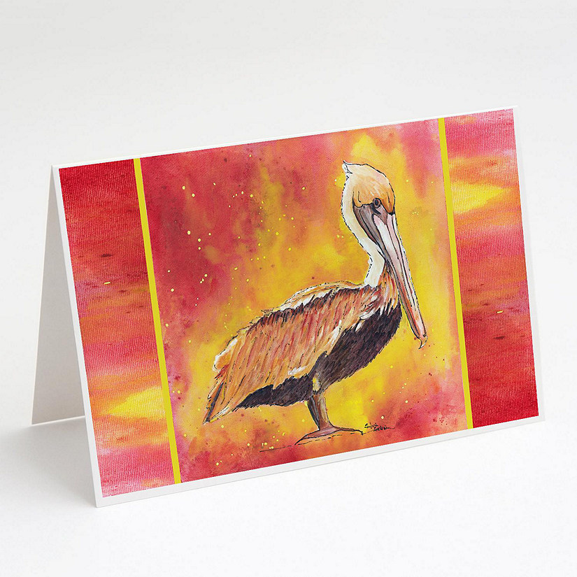 Caroline's Treasures Brown Pelican Hot and Spicy Greeting Cards and Envelopes Pack of 8, 7 x 5, Birds Image