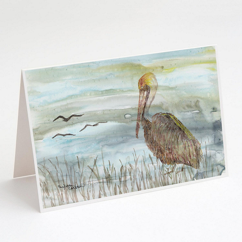 Caroline's Treasures Brown Pelican Watercolor Greeting Cards and Envelopes Pack of 8, 7 x 5, Birds Image