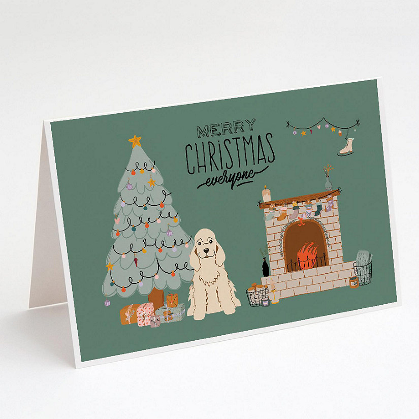 Caroline's Treasures Buff Cocker Spaniel Christmas Everyone Greeting Cards and Envelopes Pack of 8, 7 x 5, Dogs Image