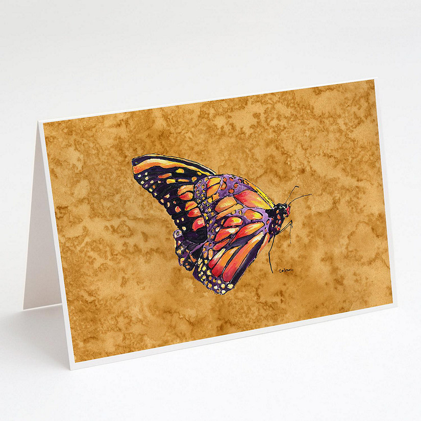 Caroline's Treasures Butterfly on Gold Greeting Cards and Envelopes Pack of 8, 7 x 5, Insects Image
