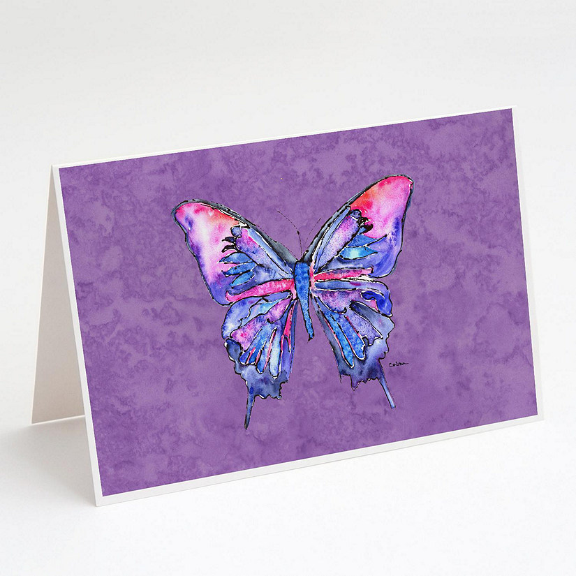 Caroline's Treasures Butterfly on Purple Greeting Cards and Envelopes Pack of 8, 7 x 5, Insects Image