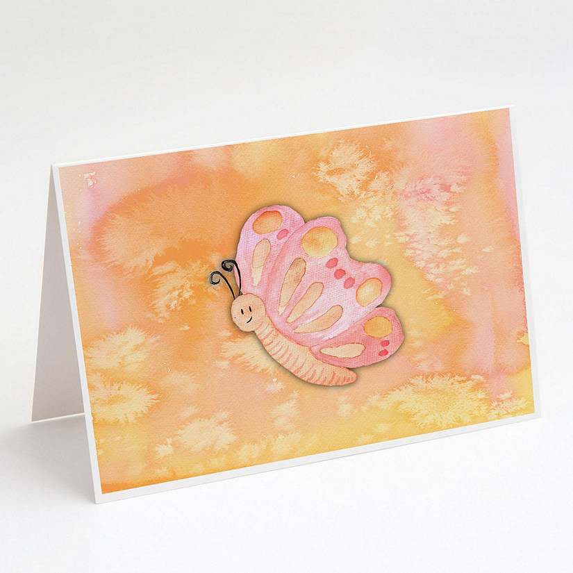 Caroline's Treasures Butterfly Watercolor Greeting Cards and Envelopes Pack of 8, 7 x 5, Insects Image