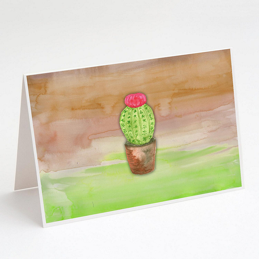 Caroline's Treasures Cactus Green and Brown Watercolor Greeting Cards and Envelopes Pack of 8, 7 x 5, Image