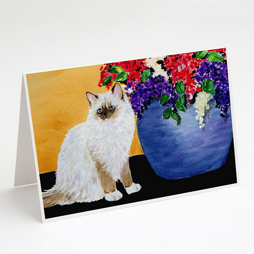 Caroline's Treasures Cat - Ragdoll Greeting Cards and Envelopes Pack of 8, 7 x 5, Cats Image