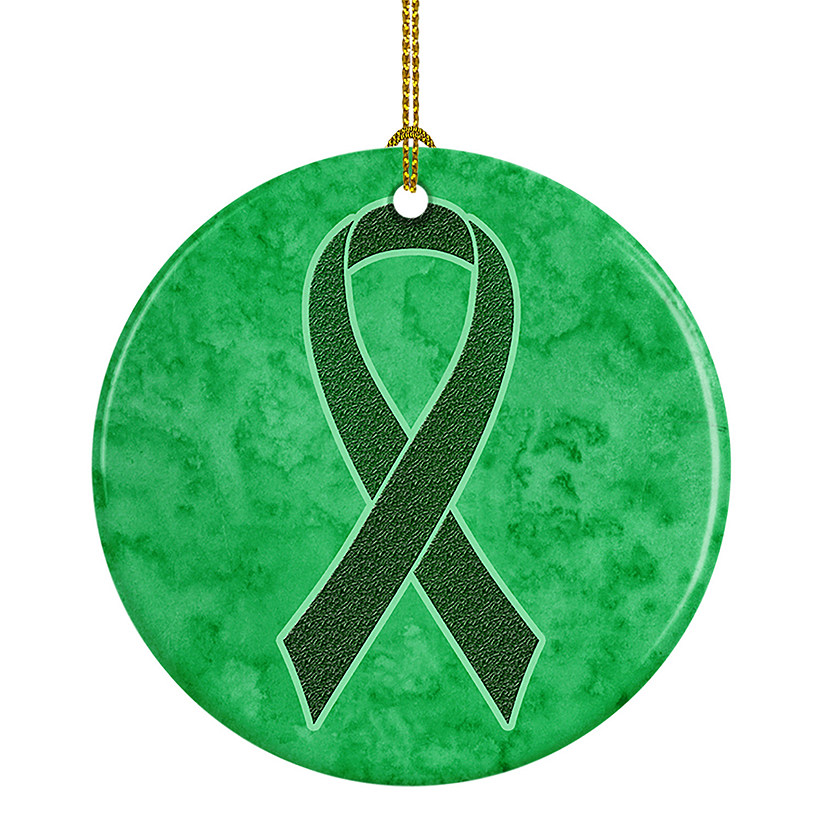 Caroline's Treasures, Ceramic Ornament, Emerald Green Ribbon, Liver Cancer Awareness, 2.8x2.8 Image