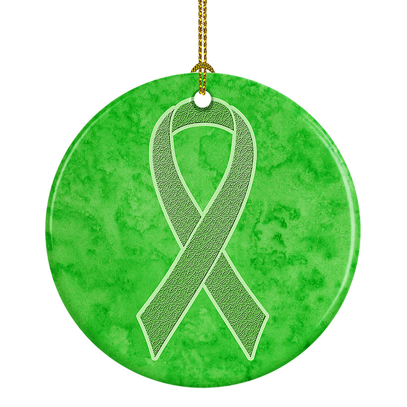Caroline's Treasures, Ceramic Ornament, Lime Green Ribbon, Lymphoma Cancer Awareness, 2.8x2.8 Image