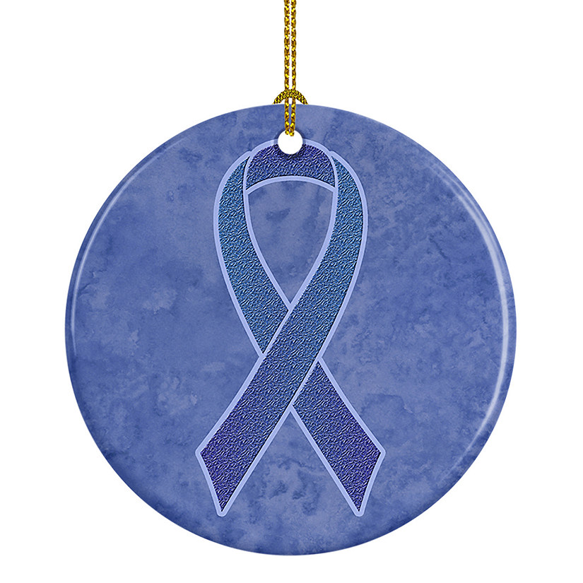 Caroline's Treasures, Ceramic Ornament, Periwinkle Blue Ribbon, Esophageal and Stomach Cancer Awareness, 2.8x2.8 Image