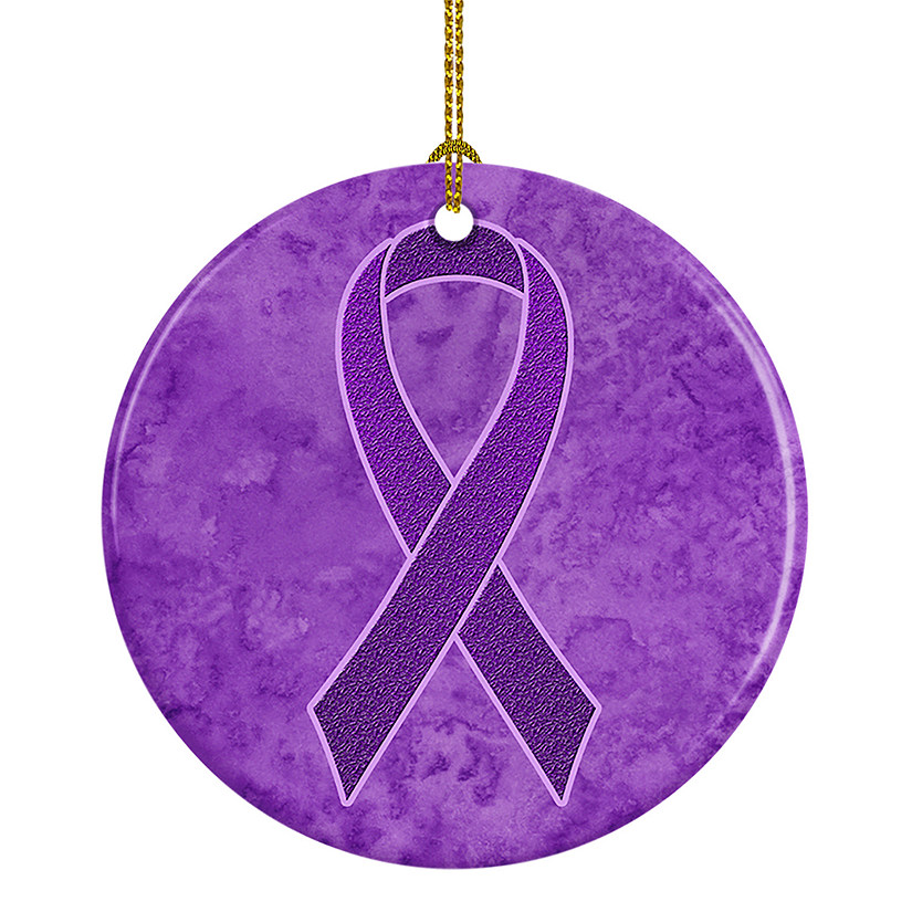 Caroline's Treasures, Ceramic Ornament, Purple Ribbon, Pancreatic and Leiomyosarcoma Cancer Awareness, 2.8x2.8 Image