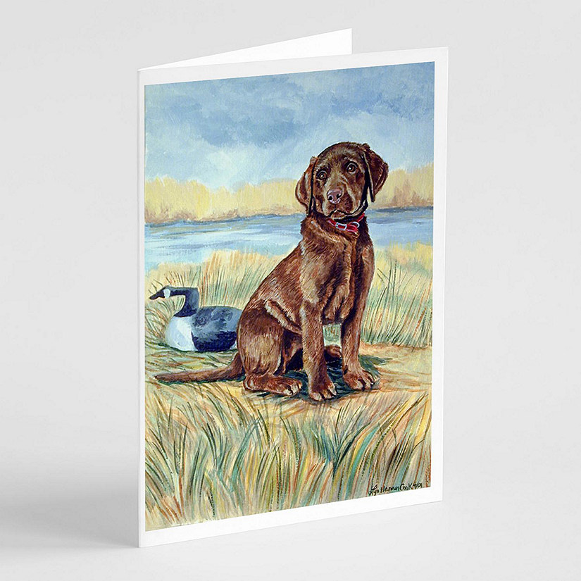 Caroline's Treasures Chocolate Labrador Puppy   Greeting Cards and Envelopes Pack of 8, 7 x 5, Dogs Image