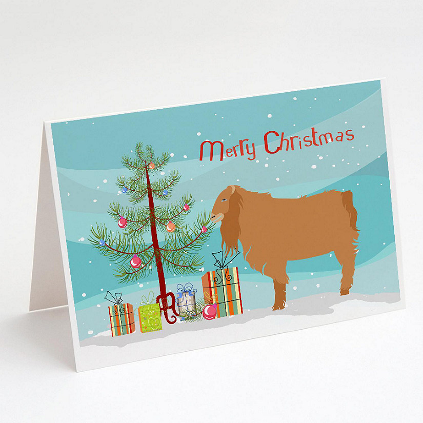 Caroline's Treasures Christmas, American Lamancha Goat Christmas Greeting Cards and Envelopes Pack of 8, 7 x 5, Farm Animals Image