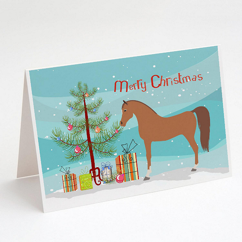 Caroline's Treasures Christmas, Arabian Horse Christmas Greeting Cards and Envelopes Pack of 8, 7 x 5, Farm Animals Image