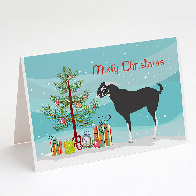 Caroline's Treasures Christmas, Black Bengal Goat Christmas Greeting Cards and Envelopes Pack of 8, 7 x 5, Farm Animals Image